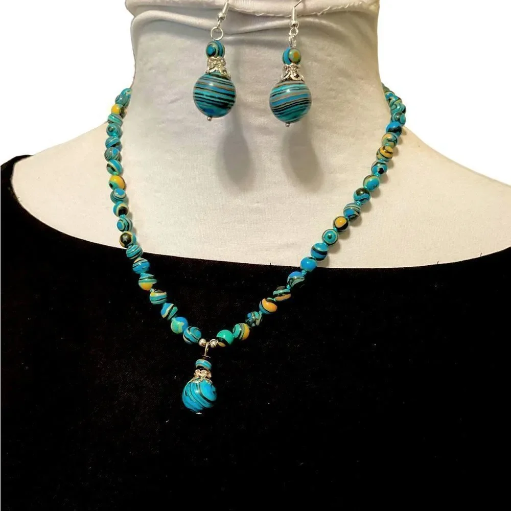 Multi Turquoise (Calcilica) Necklace Earring Set NWT Black Friday sale!